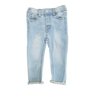 7 For All Mankind Light Wash Stretch Denim Raw Hem Skinny Jeans 12M
